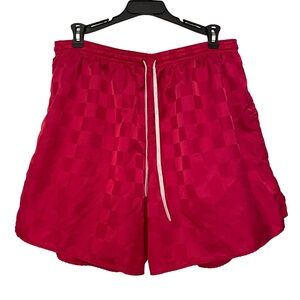 Vintage 90s SOFFE Red Nylon Checkered Soccer Shorts Adult Mens Womens Size XL